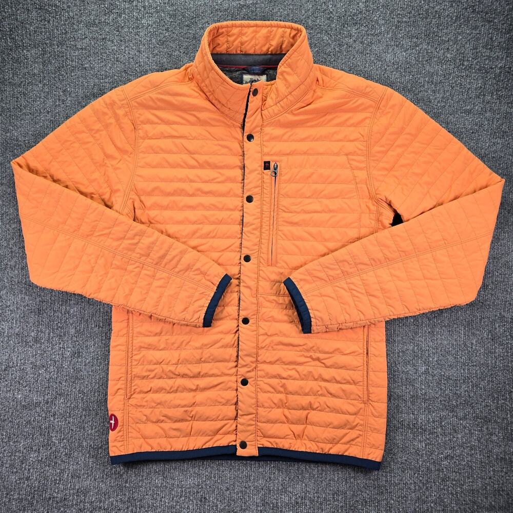 Relwen Windzip Jacket Mens Small Citrus Orange Button Full Zip Quilted Insulated